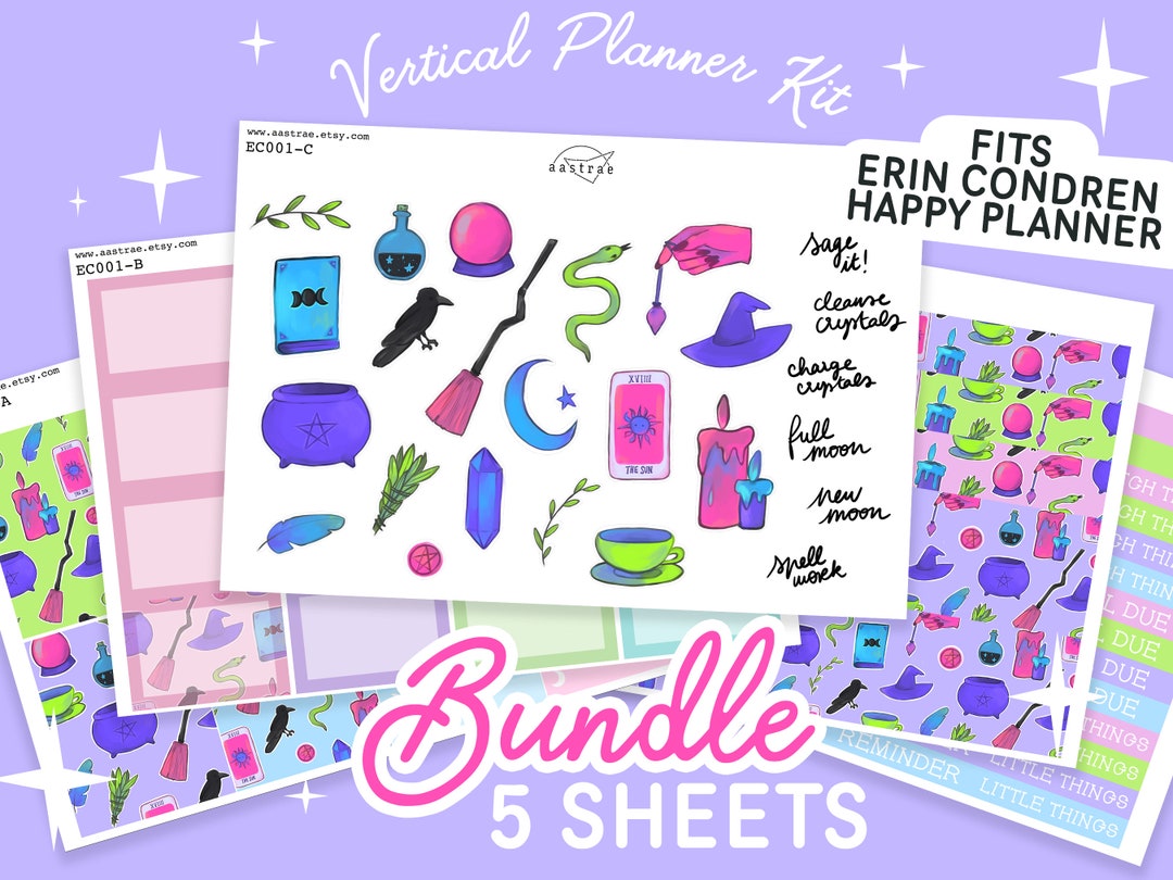 Witchy Happy Planner Sticker Kit, Erin Condren Planner Stickers Kit ...