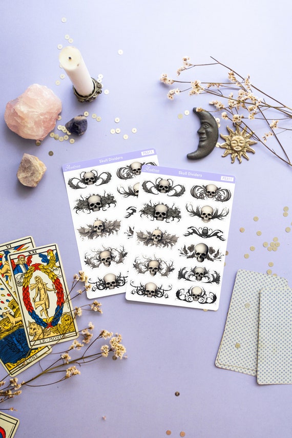 Victorian Gothic Planner Stickers, Goth Skull Stickers for Planner, Goth Deco Sticker Sheet, Witchy Gothic Stickers, Bullet Journal Stickers