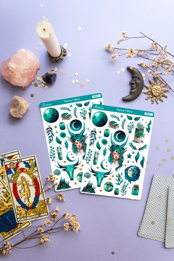 Taurus Stickers for Planner, Taurus Sign Stickers, Horoscope Zodiac Stickers, Astro Planner Sticker, Birth Sign Stickers, Zodiac Sign Bujo