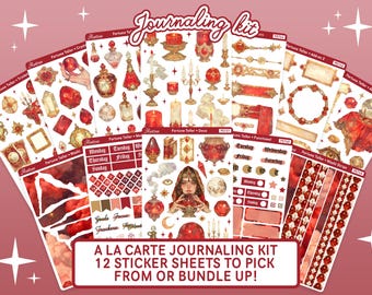 Kit de Bullet Journal de Adivinación, Set de Pegatinas para Planificador Mensual de Tarot, Pegatinas para Diario Místico, Planificador Semanal de Bruja Roja, Bullet Journal de Adivinación