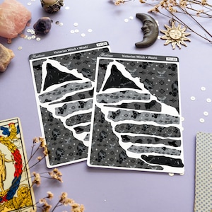 Nastro Washi witch vittoriano, foglio adesivo Washi angolare, adesivi Washi di carta strappata strappata, adesivi decorativi Planner, strisce Washi witchy