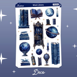 Celestial Witch Library Journaling Kit, Witch Journal Planner Stickers, Monthly Journaling Stickers, Witchy Bullet Journal Stickers for Bujo Deco