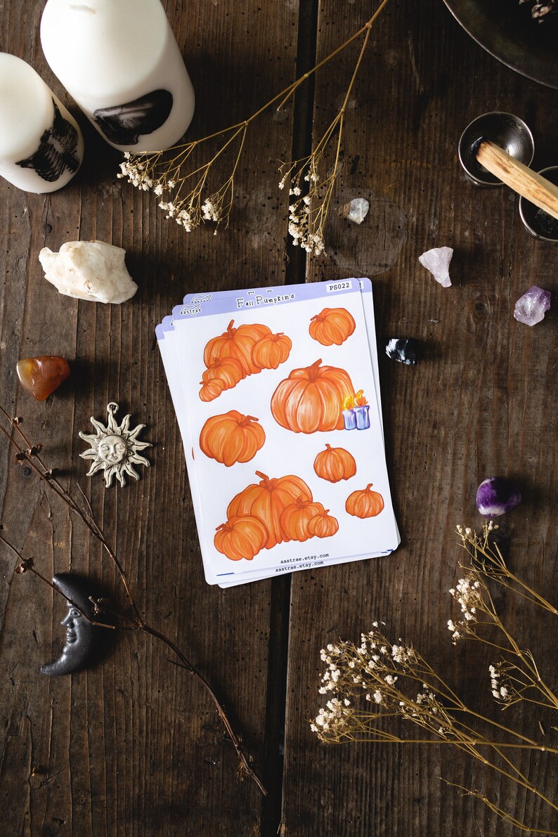 Fall Pumpkin Planner Sticker, Halloween Pumpkin Stickers, Pagan Wicca Samhain Stickers, Halloween Planner Stickers, Fall Planner Stickers zdjęcie 4