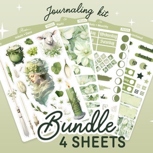 Zestaw naklejek Imbolc Planner, dziennik Wiccan, naklejki Witchy Spring, zestaw Bullet Journaling, zestaw Bujo, święta pogańskie, naklejka Imbolc Grimoire