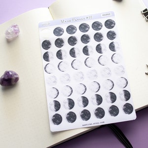 Moon Phase Watercolor Planner Stickers, Lunar Cycle Moon Stickers for ...