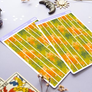 Foglio di adesivi Washi arancioni e verdi acquerellati, adesivi a strisce Washi per planner autunnali, adesivi decorativi Bujo, estetica Bullet Journal