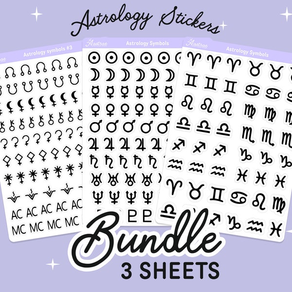 Astro Stickers for Planner, Astrology Planner Stickers, Astrology Stickers, Witchy Witch Pagan Stickers, Horoscope Stickers, Zodiac Stickers