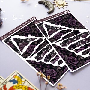 May include: A sheet of decorative washi tape with a gothic Victorian garden design. The tape features a dark background with purple roses and leaves. The text "Gothic Victorian Garden Washi" and "P$413" is printed on the sheet.