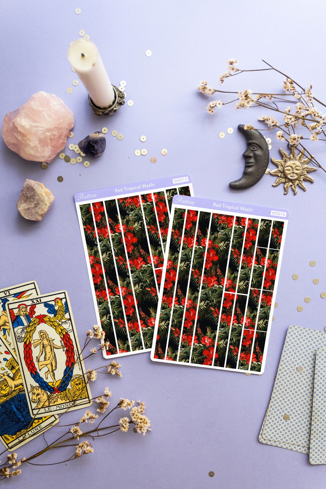Red Tropical Flowers Washi Tape Sticker Sheet, Floral Washi Sticker ...