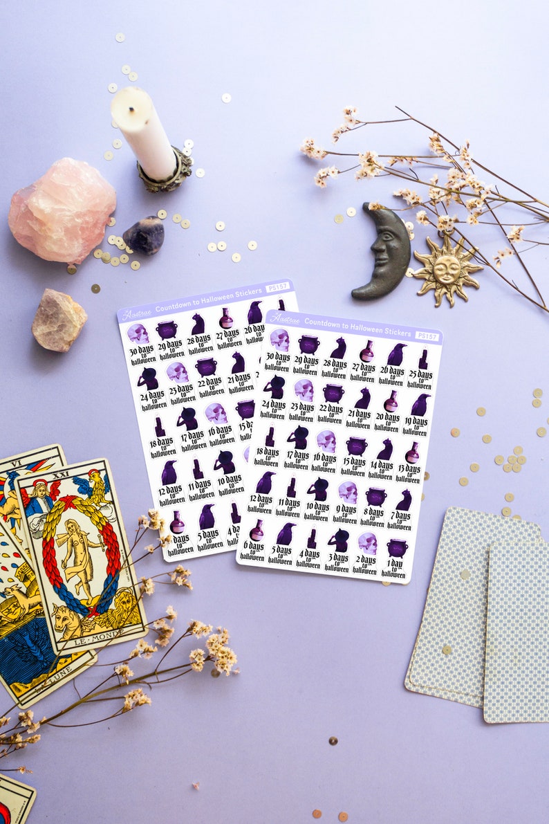 Halloween Countdown Stickers, Countdown to Halloween Stickers Sheet, Halloween Planner Stickers, Halloween Bujo Stickers, Halloween Journal image 6
