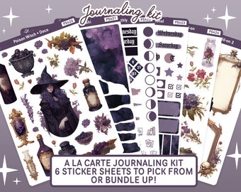Poison Witch Planner Stickers, Bullet Journal Monthly Journaling Kit, Witchy Stickers for Planner, Purple Plum Journaling Sticker Sheet Kit