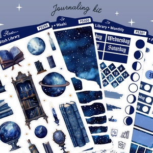 Celestial Witch Library Journaling Kit, Witch Journal Planner Stickers, Monthly Journaling Stickers, Witchy Bullet Journal Stickers for Bujo image 6