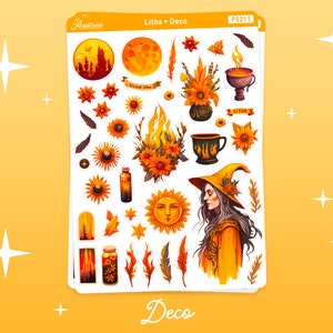 Litha Planner Stickers, Pagan Stickers for Planner, Summer Planner Stickers, Wicca Journal, Wiccan Stickers, Pagan Planner Stickers, BoS Deco