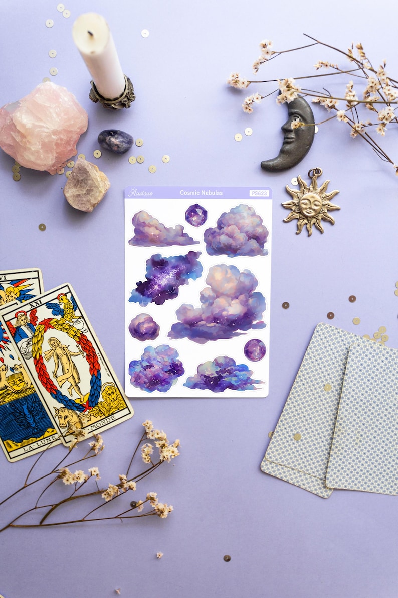 Galaxy Cloud Stickers, Cosmic Nebula Sticker Sheet, Pastel Sky ...
