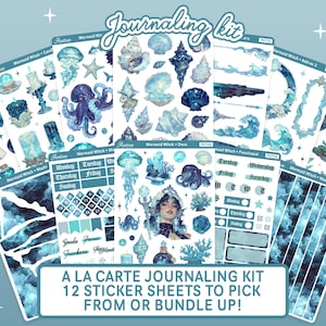 Mermaid Witch Sticker Kit, Ocean Bullet Journal Stickers, Sea Witch Fantasy Planner, Dark Mermaid Journaling Bundle, Witchy Aquatic Stickers