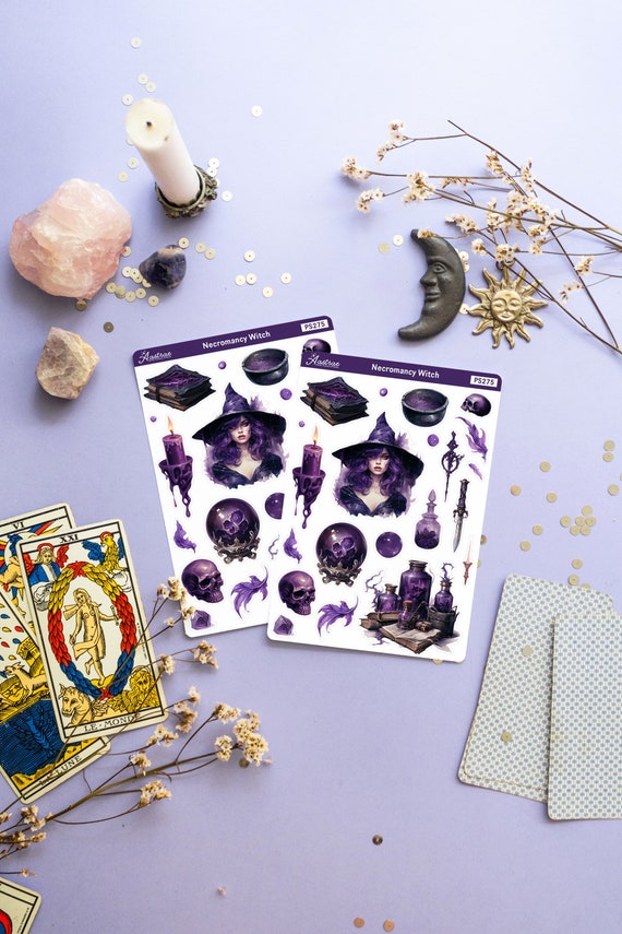 Dark Magic Witchy Stickers, Necromancy Witch Planner Stickers, Occult Esoteric Halloween Stickers for Planner, Spooky Creepy Witchcraft Bujo