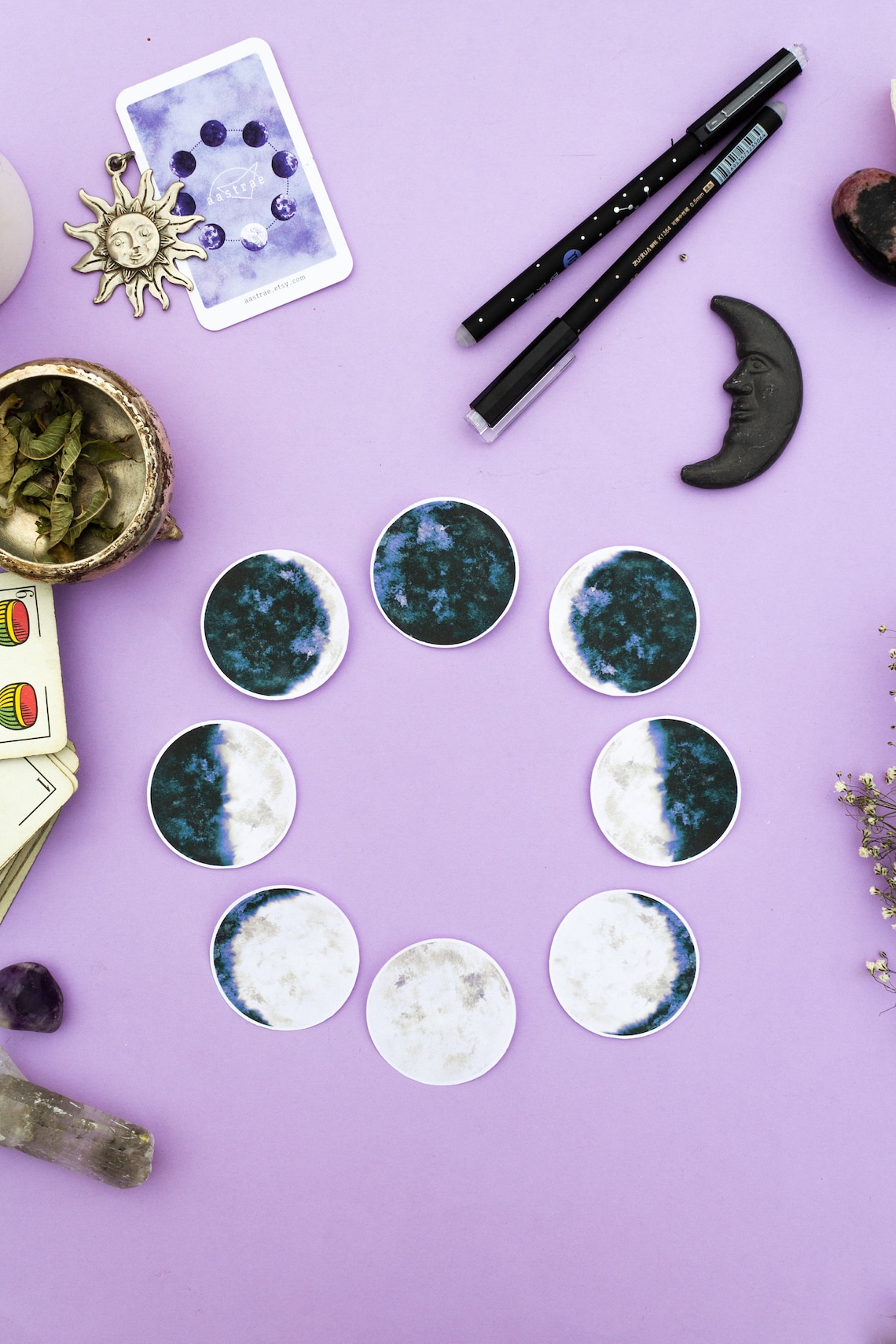 Moon Phase Stickers Bullet Journal Witch Stickers, Lunar Stickers Die ...