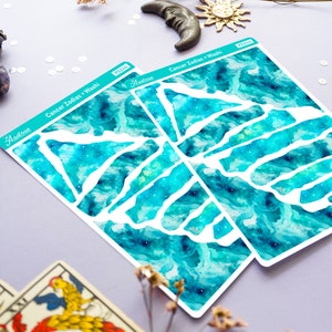 Foglio adesivo Washi estetico blu, foglio adesivo nastro Washi acquerello, adesivi Bujo estetici, adesivo Planner Washi ciano, Bullet Journal