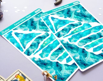 Blue Aesthetic Washi Sticker Sheet, Watercolor Washi Tape Sticker Sheet, Aesthetic Bujo Stickers, Cyan Washi Planner Sticker, Bullet Journal