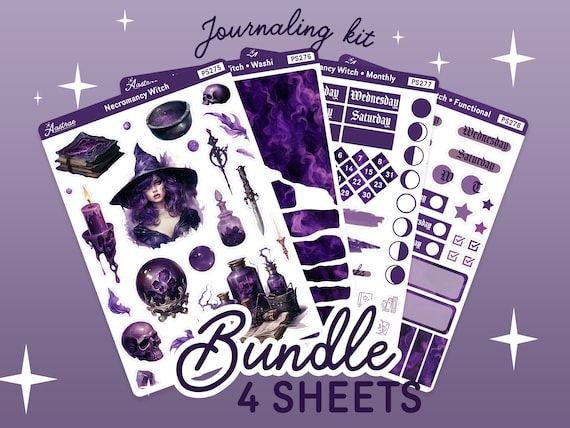 Necromancy Witch Journaling Kit • Occult Stickers, Witchy Planner Stickers, Witchcraft Stickers, Spooky Halloween Grimoire Book of Shadows