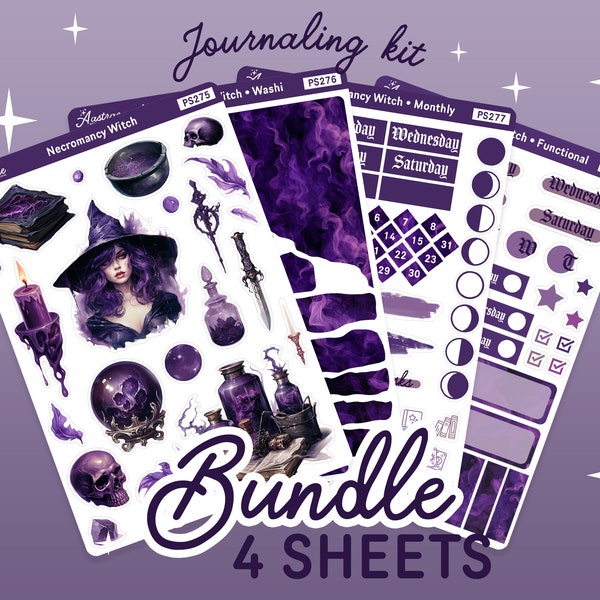 Necromancy Witch Journaling Kit • Occult Stickers, Witchy Planner Stickers, Witchcraft Stickers, Spooky Halloween Grimoire Book of Shadows