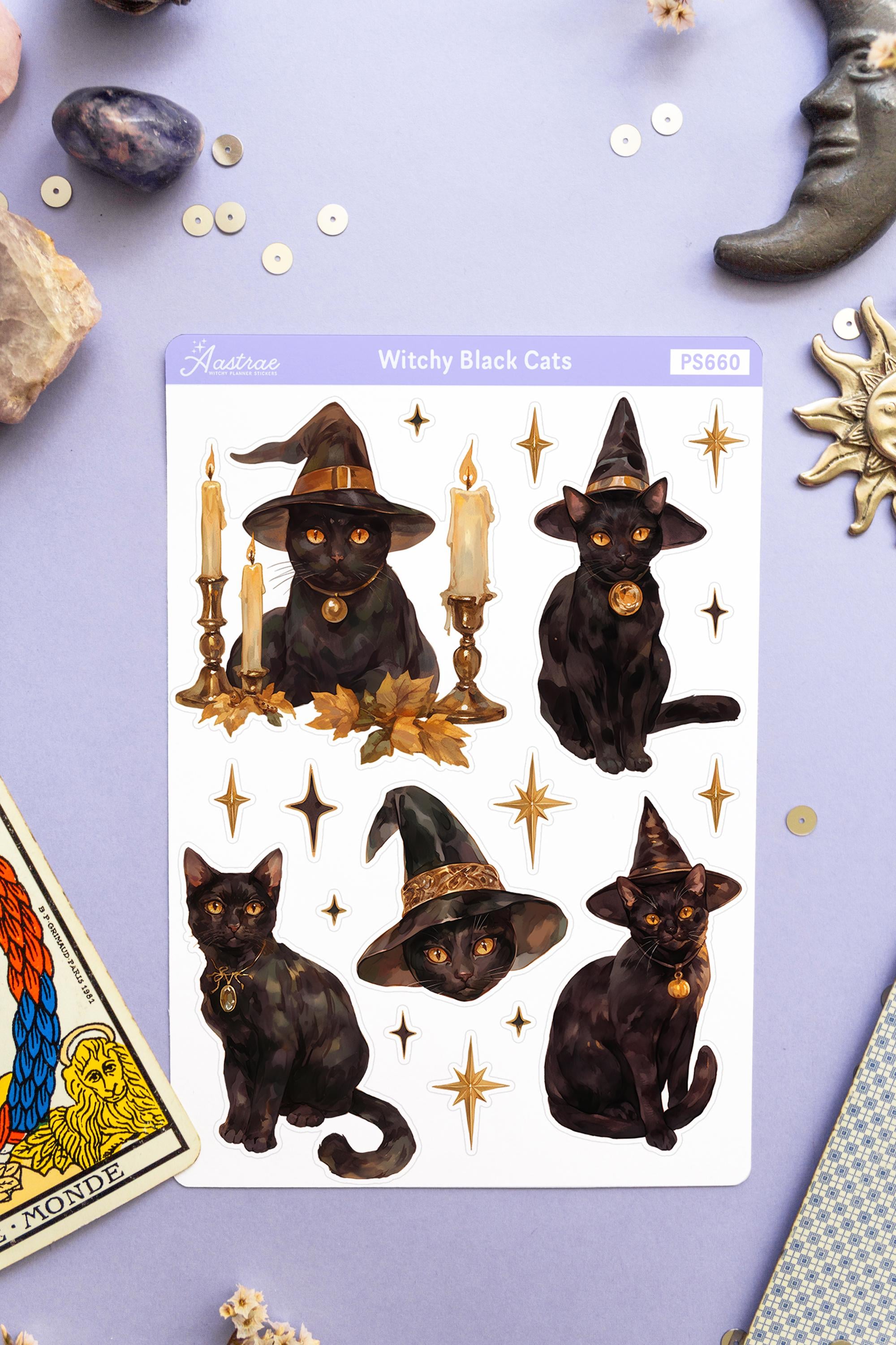 魔女のハロウィン黒猫ステッカーシート、ハロウィン猫プランナー