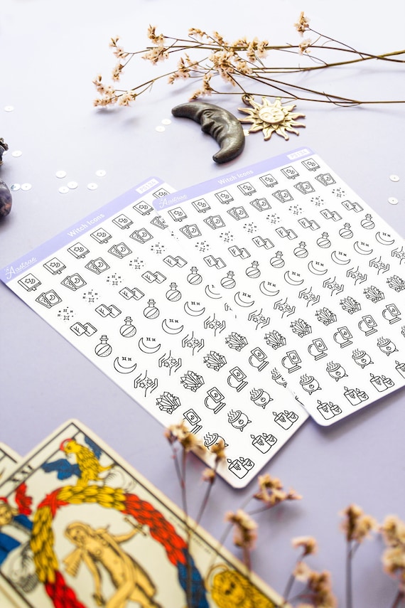 Icons Planner Stickers Witchy Stickers, Witch Planner Stickers, Functional Stickers for Planner, Pagan Icons Stickers, Witchcraft Stickers