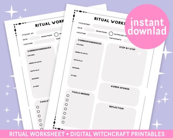 Printable Ritual Worksheet, Digital Witchcraft Printables, Witch Planner Pages, Grimoire Pages, Book of Shadows Pages, Pagan Printable Pages