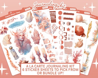 Coastal Witch Journaling Sticker Kit, Coastal Planner Stickers, Beach Theme Stickers, Summer Sticker Sheet, Summer Planner Sticker Kit Bujo