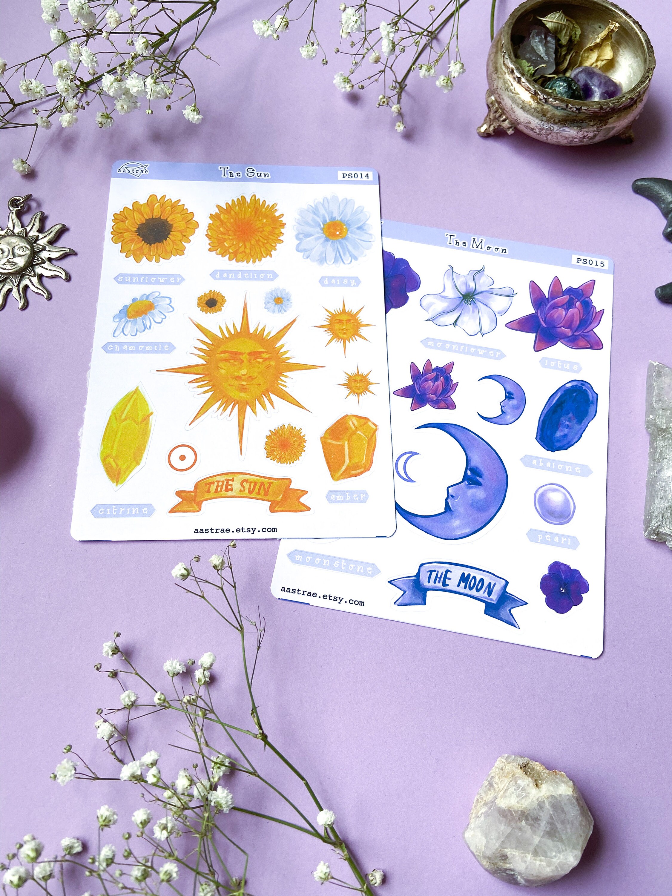Sun and Moon Stickers for Planner, Witchcraft Sticker Pack, Witch ...