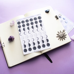 Moon Phase Watercolor Planner Stickers, Lunar Cycle Moon Stickers for ...