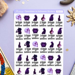 Halloween Countdown Stickers, Countdown to Halloween Stickers Sheet, Halloween Planner Stickers, Halloween Bujo Stickers, Halloween Journal image 10