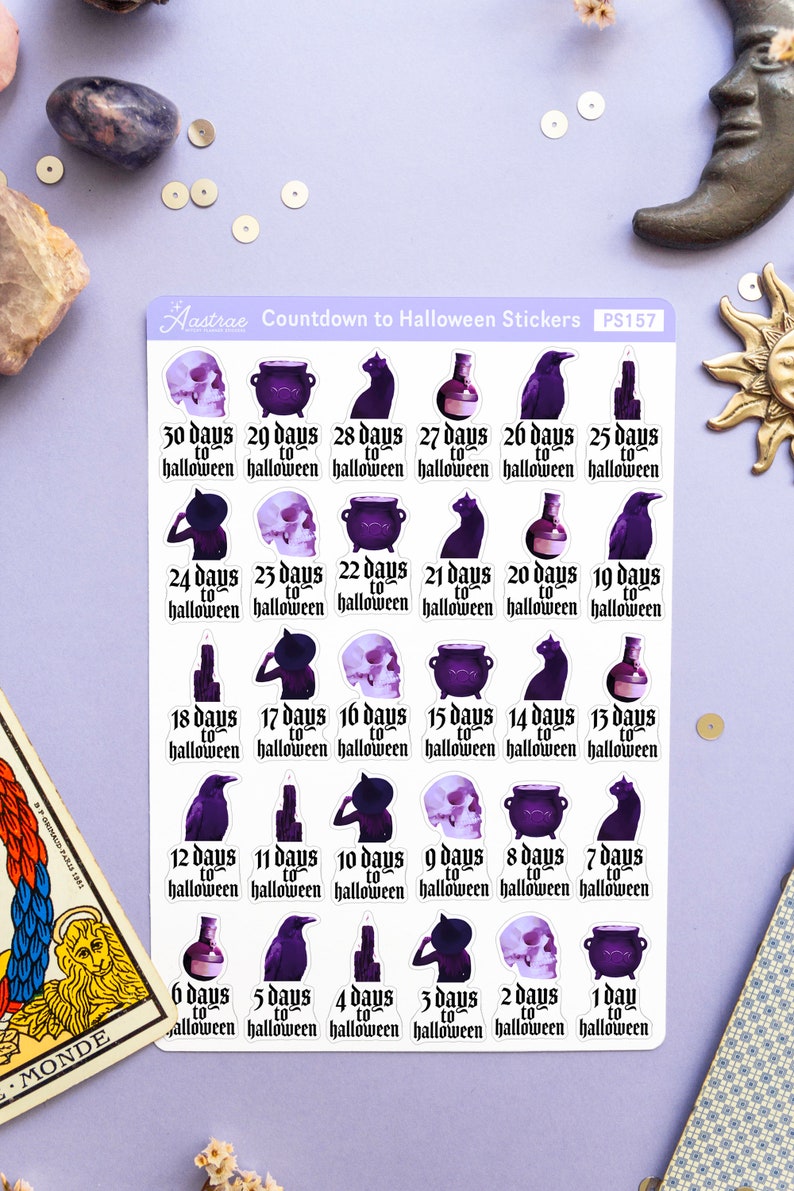 Halloween Countdown Stickers, Countdown to Halloween Stickers Sheet, Halloween Planner Stickers, Halloween Bujo Stickers, Halloween Journal image 10