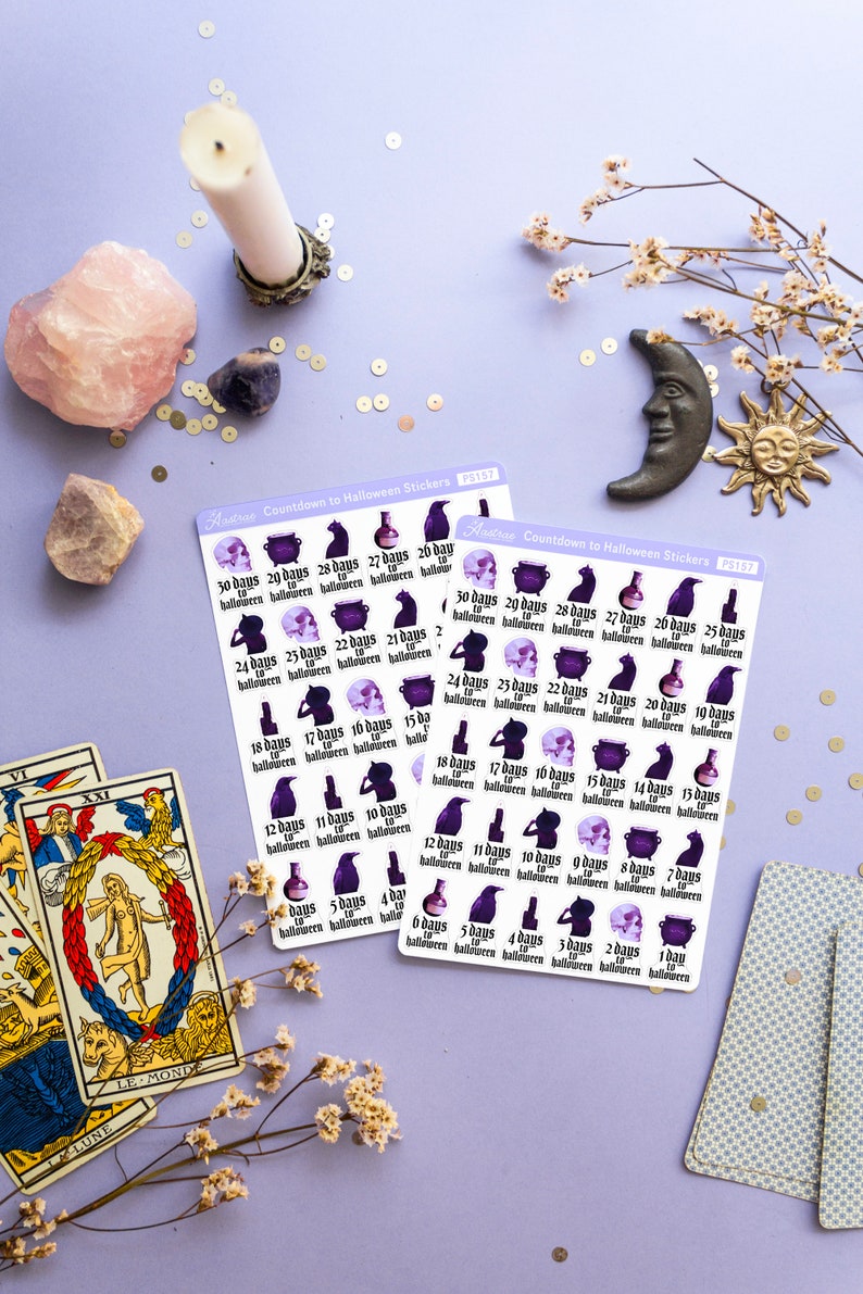 Halloween Countdown Stickers, Countdown to Halloween Stickers Sheet, Halloween Planner Stickers, Halloween Bujo Stickers, Halloween Journal image 2