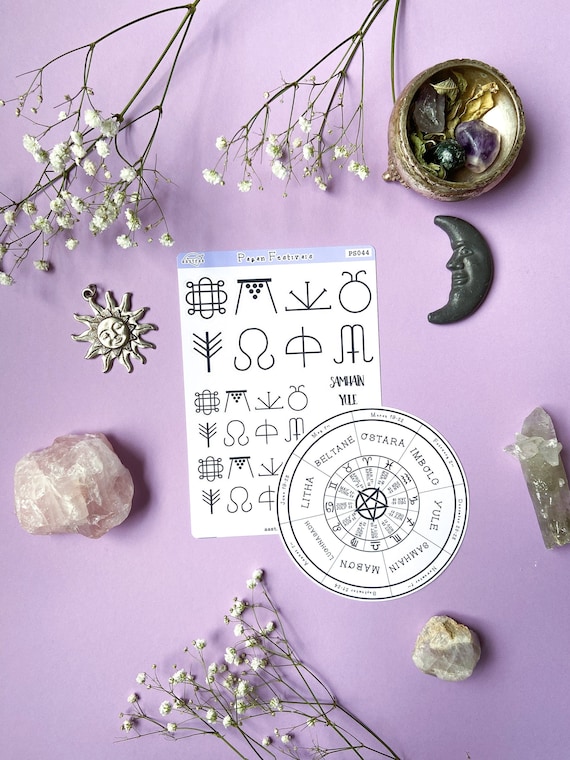 Pagan Holidays Stickers, Wheel of the Year Sticker, Pagan Planner Sticker Bundle, Witch Calendar 2021, Wiccan Stickers for Planner