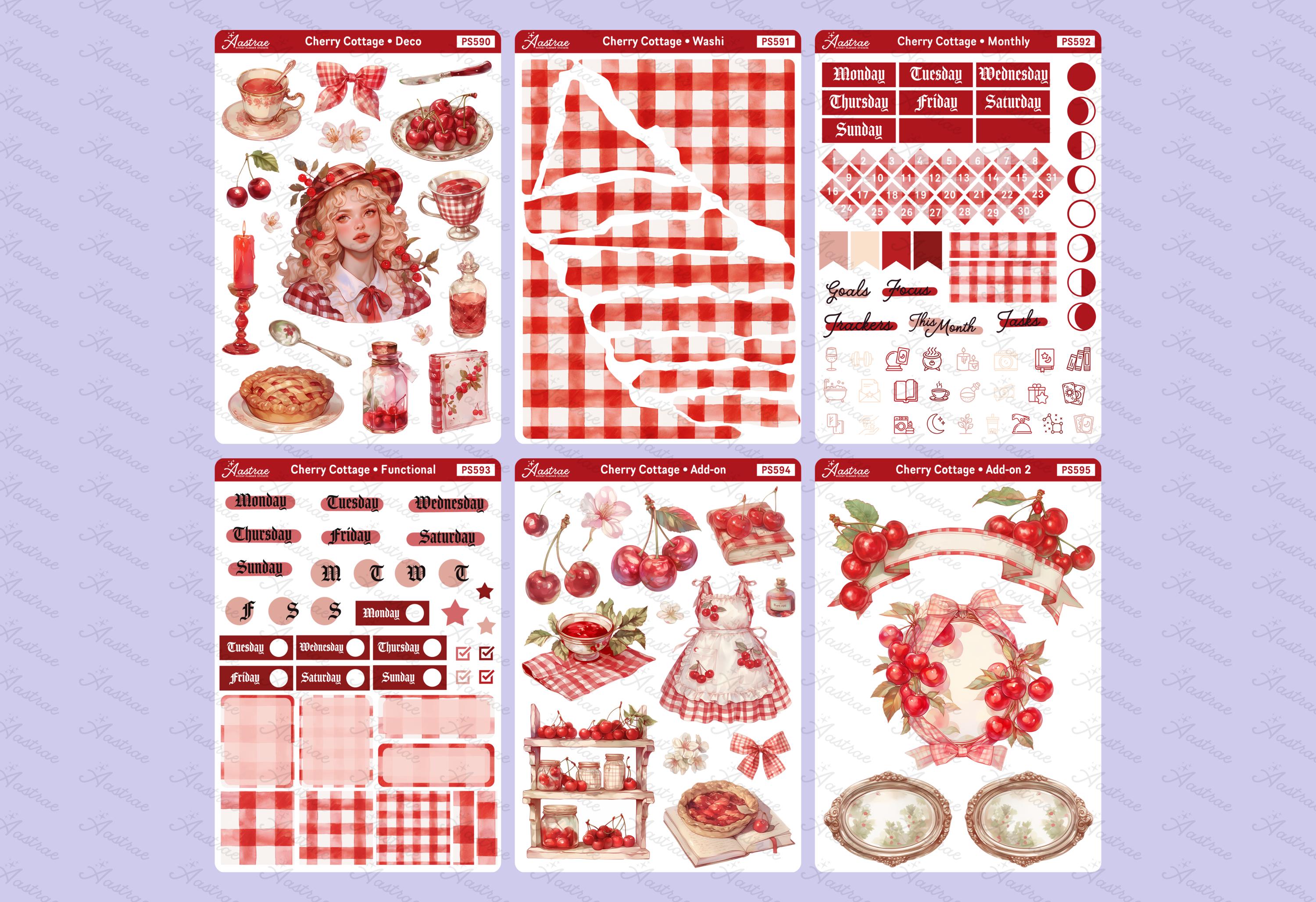 Cherry Cottage Printable Sticker Kit, Bullet Journal Stickers ...