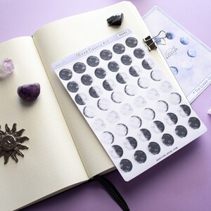 Moon Phase Watercolor Planner Stickers, Lunar Cycle Moon Stickers for ...