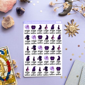 Halloween Countdown Stickers, Countdown to Halloween Stickers Sheet, Halloween Planner Stickers, Halloween Bujo Stickers, Halloween Journal image 7