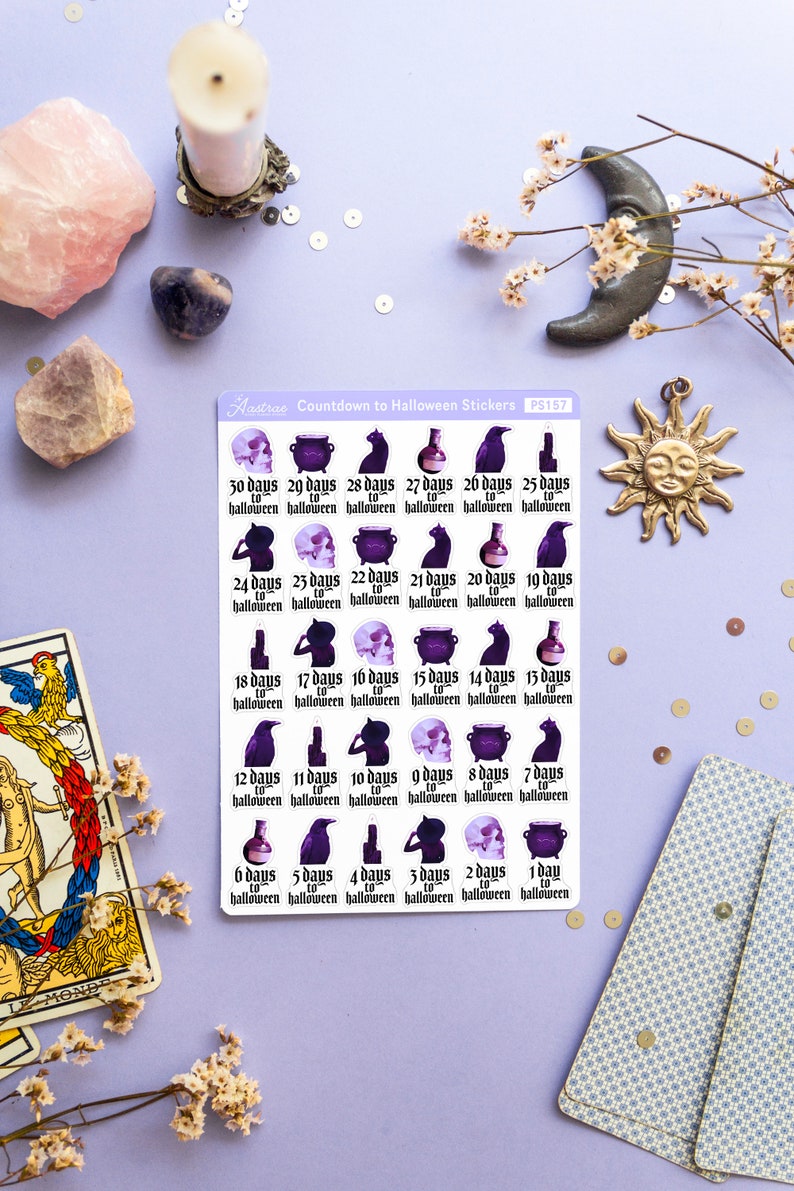 Halloween Countdown Stickers, Countdown to Halloween Stickers Sheet, Halloween Planner Stickers, Halloween Bujo Stickers, Halloween Journal image 7