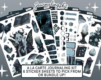 Dark Fairy Stickers for Creative Journaling, Gothic Fairycore Bujo Deco Stickers, Fantasy Planner Stickers, Witchy Magical Bullet Journal
