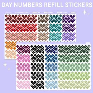 Datumszahlen Aufkleber für Bullet Journal, Funktionale Aufkleber für Planer, Day Cover kleine Datumsaufkleber, Bujo Sticker Sheet, monatliche Etiketten