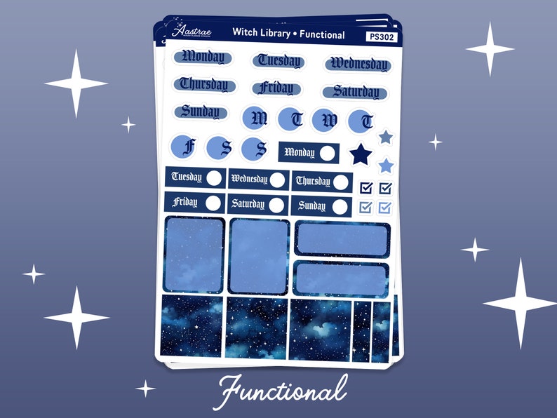 Celestial Witch Library Journaling Kit, Witch Journal Planner Stickers, Monthly Journaling Stickers, Witchy Bullet Journal Stickers for Bujo Functional