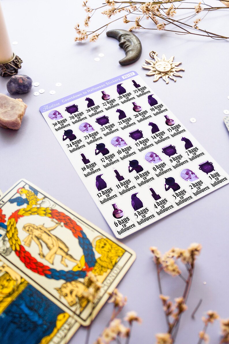 Halloween Countdown Stickers, Countdown to Halloween Stickers Sheet, Halloween Planner Stickers, Halloween Bujo Stickers, Halloween Journal image 9