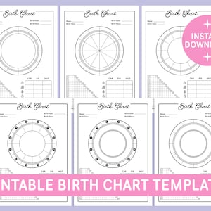 Astrology Birth Chart Template, Printable Birth Chart, Natal Chart Printable, Astrology Printables, Astrology Worksheet, Printable Grimoire