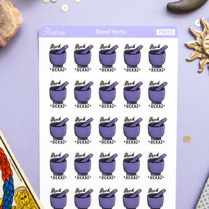 Blend Herbs Witch Stickers, Witch Journal Stickers, Pagan Bullet Journal Sticker, Witchy Planner Stickers, Grimoire Stickers, Wicca Stickers image 6