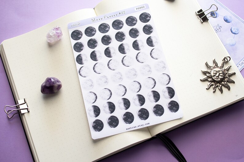 Moon Phase Watercolor Planner Stickers, Lunar Cycle Moon Stickers for ...