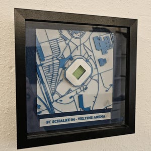 3D Schalke Stadion + Umgebungskarte – Minimalistisches Design VELTINS ARENA