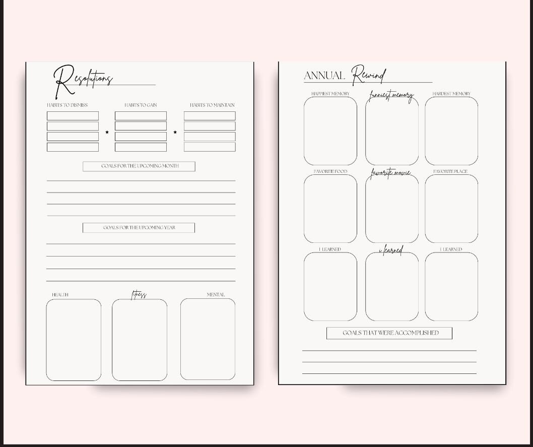 Resolution Planner Printable, Goals Planner Printable, New Years ...
