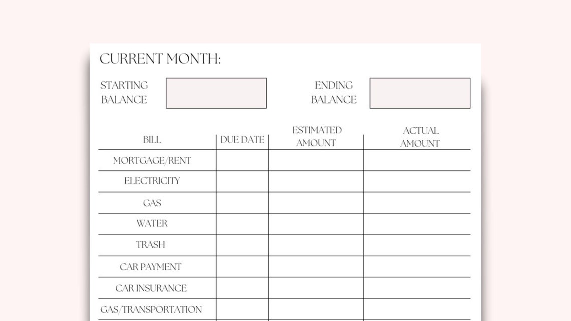 Printable Monthly Budget Organizer, Printable Monthly Organizer for ...
