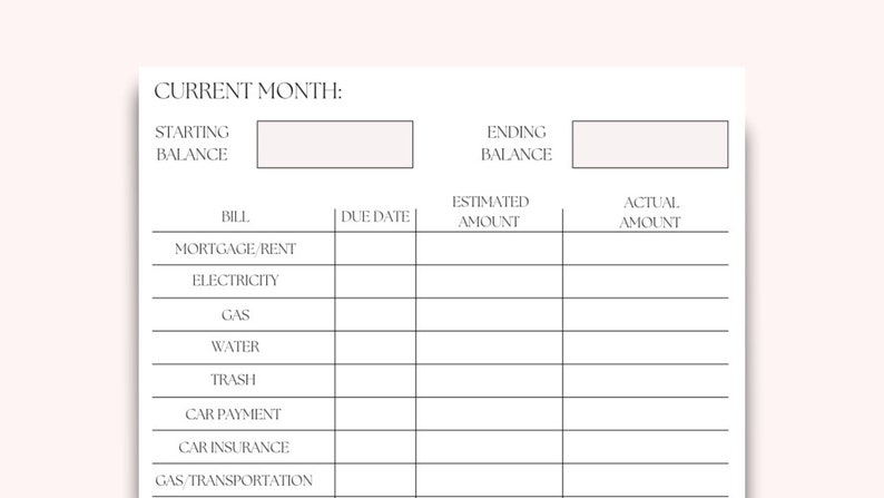 Printable Monthly Budget Organizer, Printable Monthly Organizer for ...